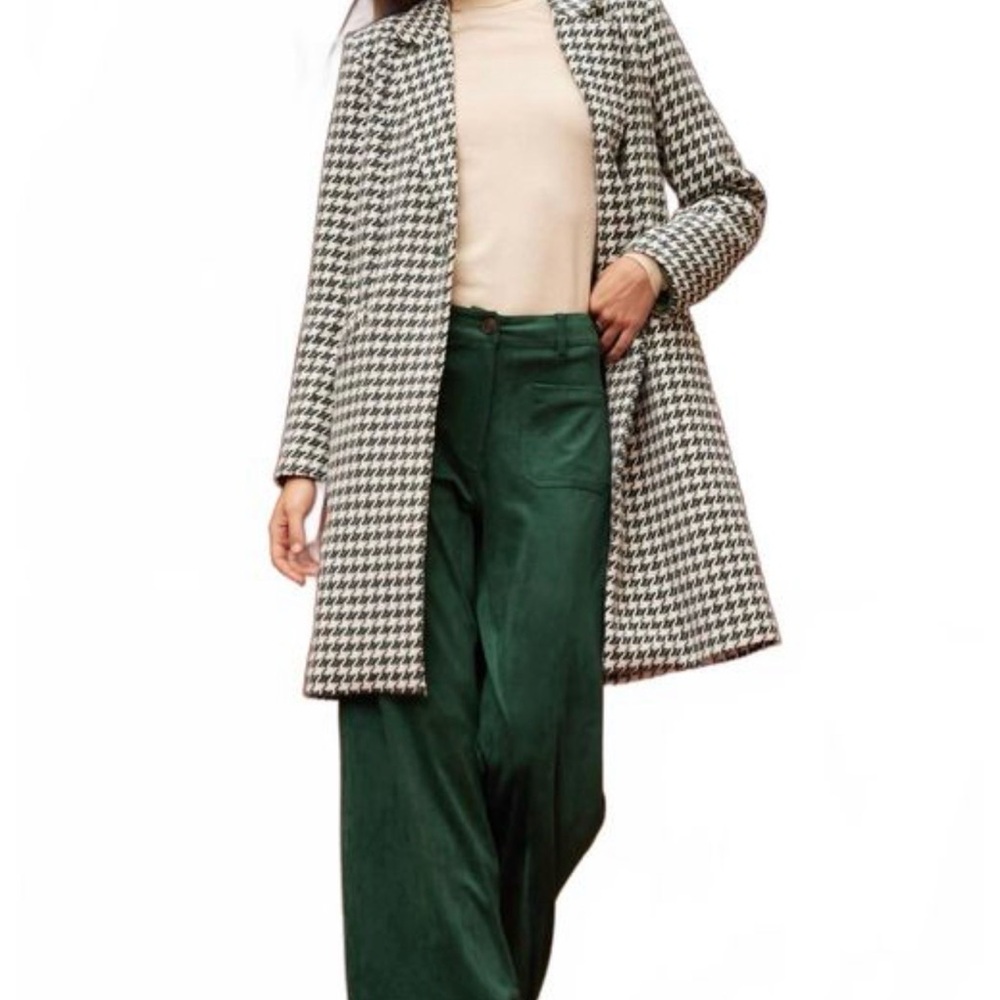 Skies Are Blue Houndstooth Long Coat